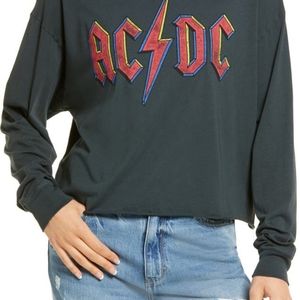 Daydreamer AC/DC Oversize Crop Graphic Sweatshirt